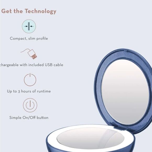 Conair Unbound Petite Rechargeable Compact LED-Lighted Mirror - Picture 7 of 13
